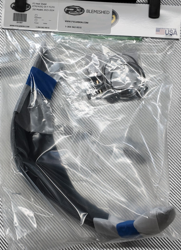 BLEMISHED GRADE B - P3 Carbon MAXCoverage Carbon Heat Shield KTM & Husqvarna 350 Models | 2023 - 2026  (See Fitment Chart)