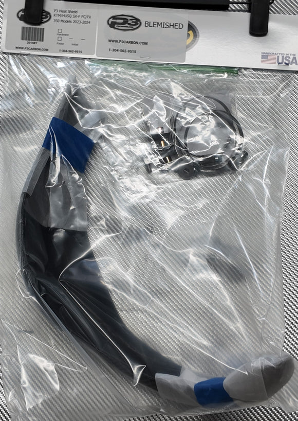 BLEMISHED GRADE B - P3 Carbon MAXCoverage Carbon Heat Shield KTM & Husqvarna 350 Models | 2023 - 2026  (See Fitment Chart)