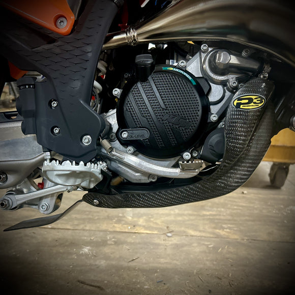 P3 Carbon Skid Plate KTM / Husqvarna / GasGas  125/150 Models | 2025 - 2026 | NO Integrated Linkage Guard (See 301044 for Linkage) | (See Fitment Chart)