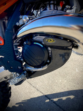 P3 Carbon Fiber Skid Plate 2025 - 2026 KTM 250/300 | HUSQ 250/300 | GasGas 250/300 (See Fitment Chart)| With Integrated Linkage Guard (See Product 301086 for No Linkage Guard) - 0