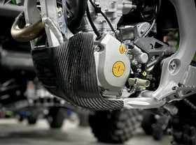 P3 Carbon Fiber Skid Plate KX250 / X 2025 - 2026 | With Integrated Linkage Guard (See Product 306054 for No Linkage Guard) - 0