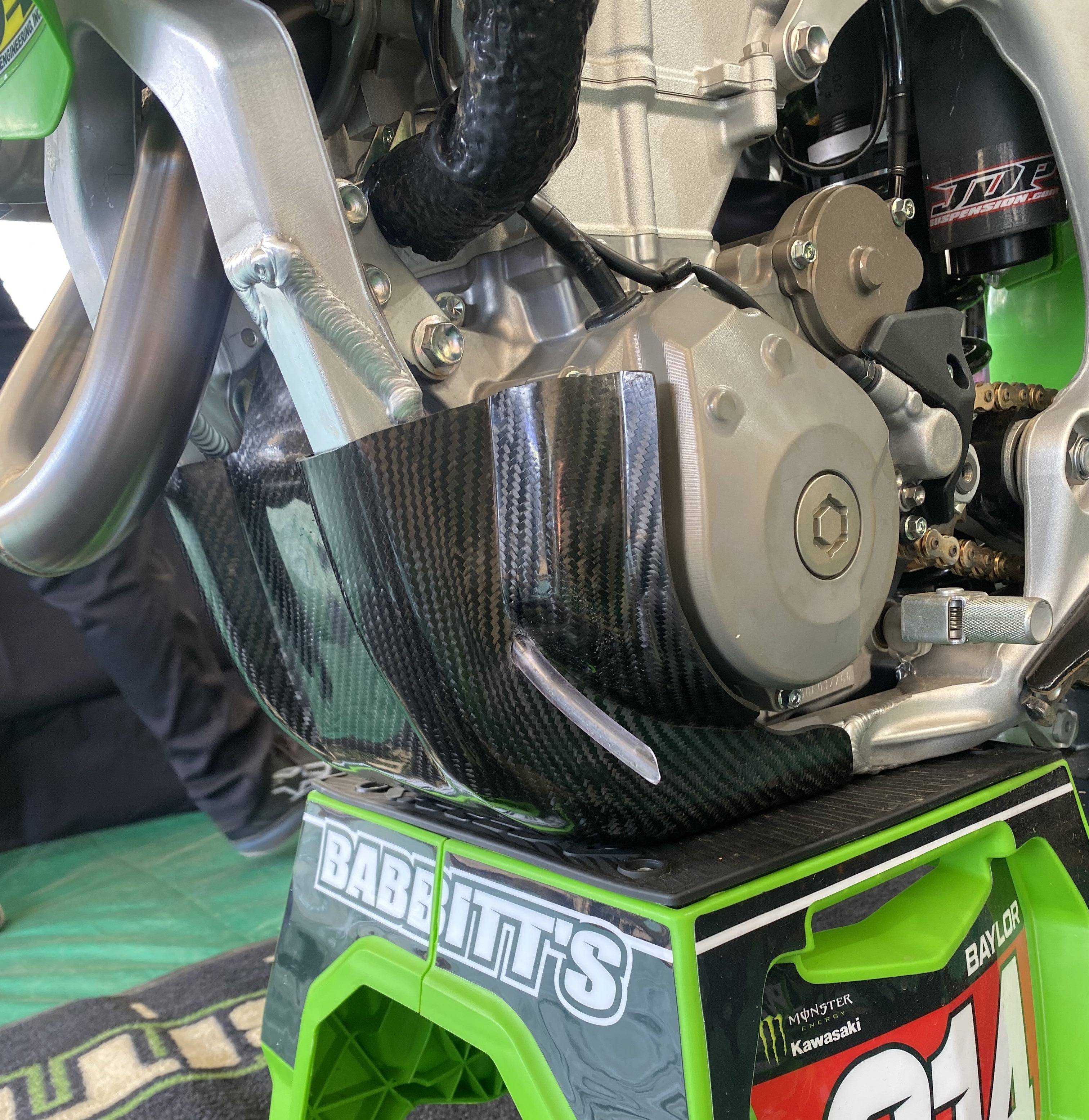 P3 Carbon Skid Plate KX450/450X | 2024  With NO Integrated Linkage Guard (See Product 306073 for Integrated Linkage Guard Version)