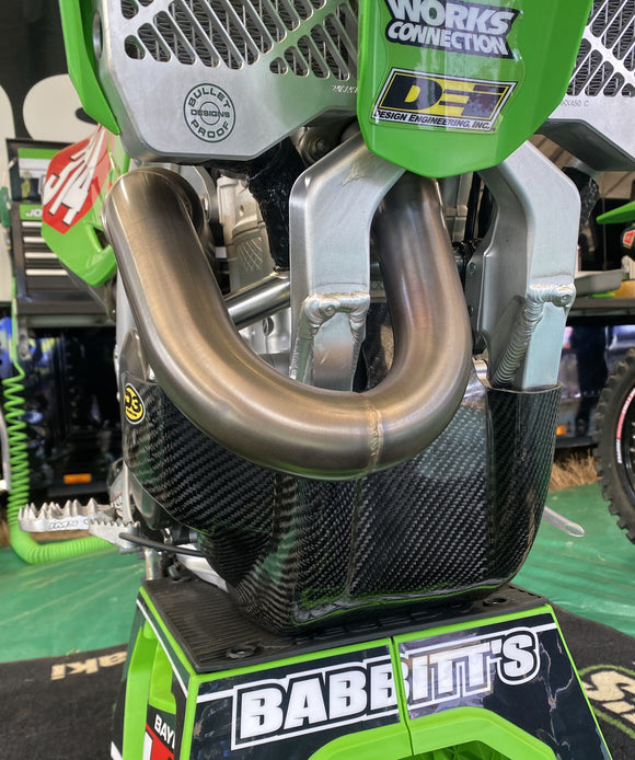 P3 Carbon Skid Plate KX450/X/SR 2024 - 2026 With Integrated Linkage Guard (See Product 306074 for Non - Linkage Guard Version)