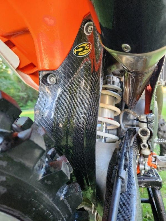 P3 Carbon Mud Flap & Shock Guard | KTM/HUSQ/GasGas | 2023 - 2026 Models (See Fitment Tab)