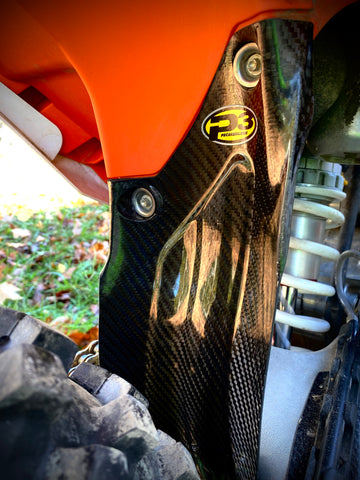 P3 Carbon Mud Flap & Shock Guard | KTM/HUSQ/GasGas | 2023 - 2026 Models (See Fitment Tab)