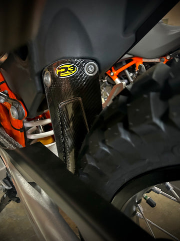 P3 Carbon Mud Flap & Shock Guard | KTM/HUSQ/GasGas 690-700-701 | 2016 - 2026 Models (See Fitment Tab)