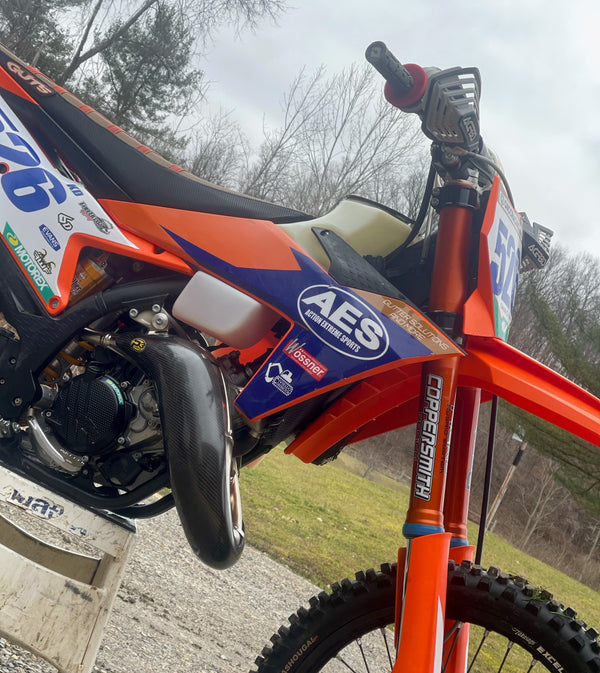 Carbon MAXCoverage Pipe Guard Stock KTM 125 SX/XC 2023-2024 | Husqvarna TC125 2023-2024 | GasGas MC125 2024