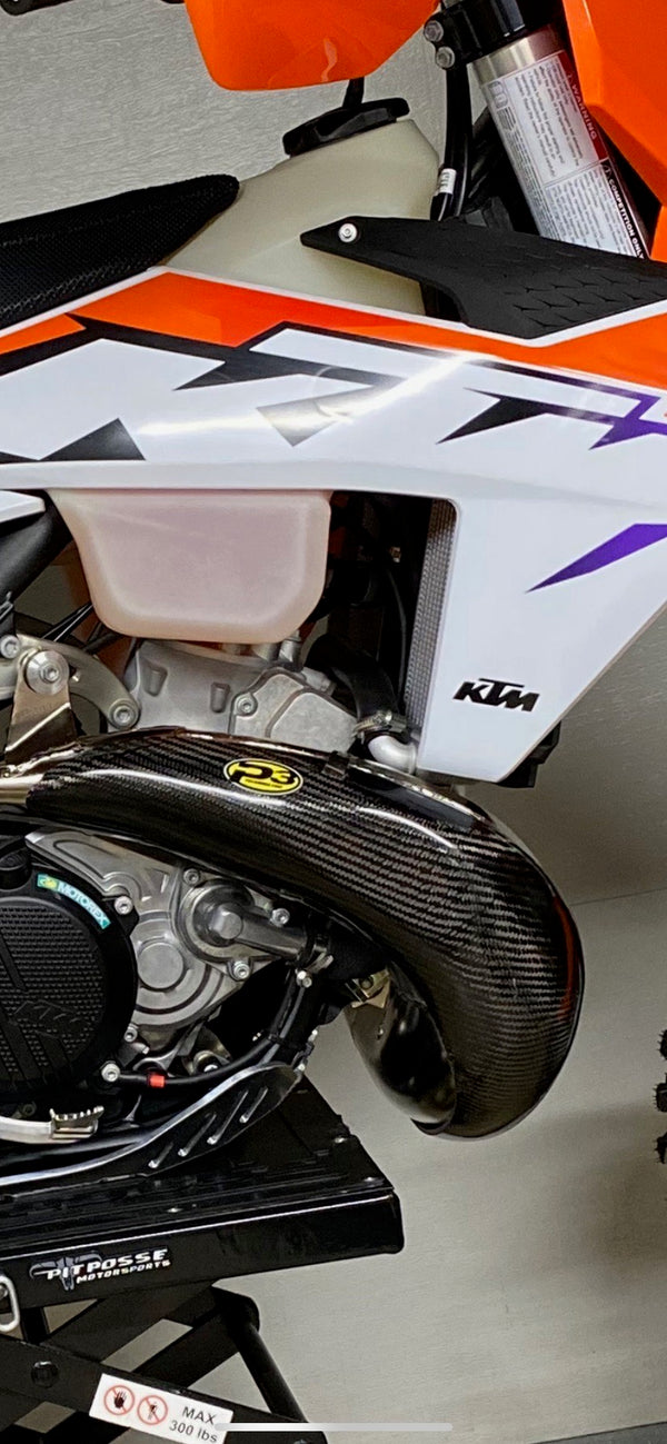 P3 Carbon MAXCoverage Pipe Guard KTM/HQV/GASGAS 250/300 FMF Gnarly & Fatty | 2023/2024