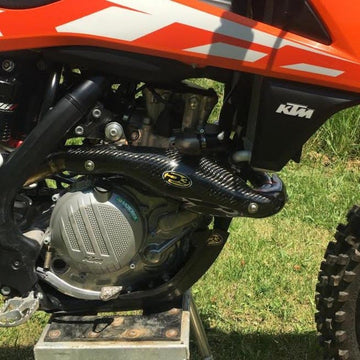 P3 Carbon Heat Shield KTM 450 SX-F Factory Edition 2015-2017  | HUSQ FC/FX 450 2016-2018 KTM 450 SX-F/XC-F 2016-2018 w/FMF MegaBomb