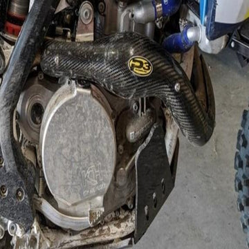 P3 Carbon Heat Shield FMF MegaBomb: HUSQ FE450 / 501 2017-2019 | KTM 450 EXC-F  2018-2019 | 500 EXC-F 2017-2019