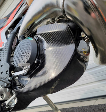 P3 Carbon Fiber Skid Plate KTM 250/300 | HUSQ 250/300 2023 - 2024 | GasGas 250/300 2024 (See Fitment Chart)| With Integrated Linkage Guard (See Product 301084 for No Linkage Guard) - 0