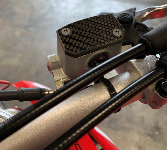 P3 Carbon KTM / Husqvarna / GasGas Brake Reservoir Caps | 2017 - 2026 (See Fitment Chart)