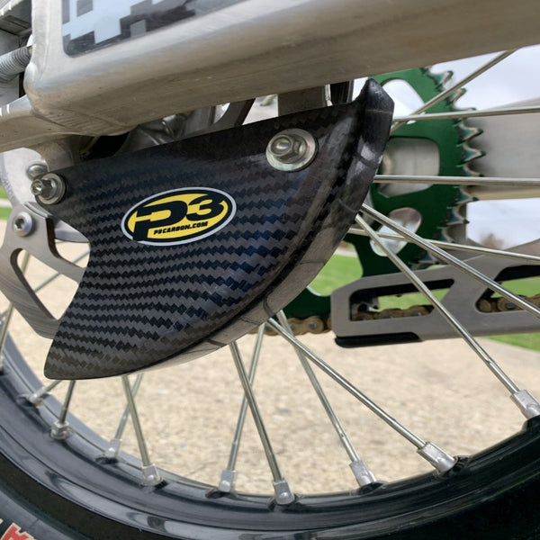 P3 Carbon Rear Brake Rotor Guard Kawasaki KX250/450 Models | 2009-2023 (See Fitment Chart)