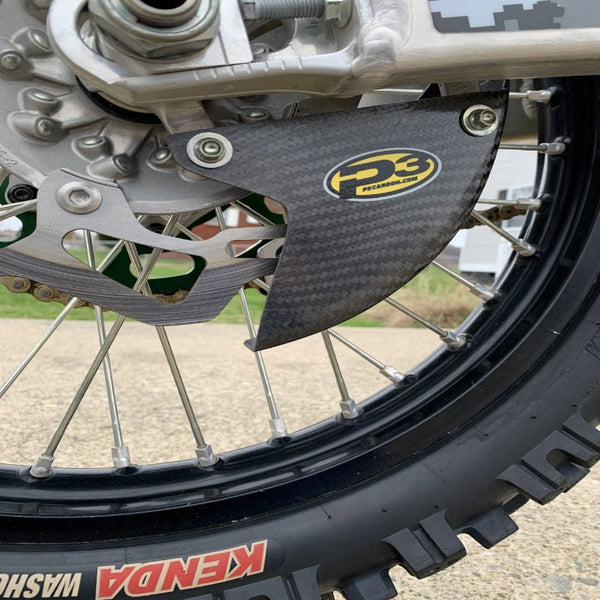 P3 Carbon Rear Brake Rotor Guard Kawasaki KX250/450 Models | 2009-2023 (See Fitment Chart)