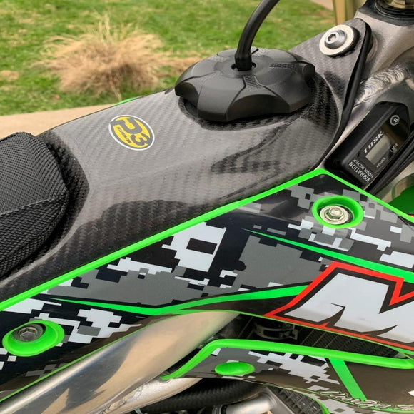 P3 Carbon Fuel Tank Cover Kawasaki KX250 & 450 Models | 2019 - 2026 (See Fitment Chart)