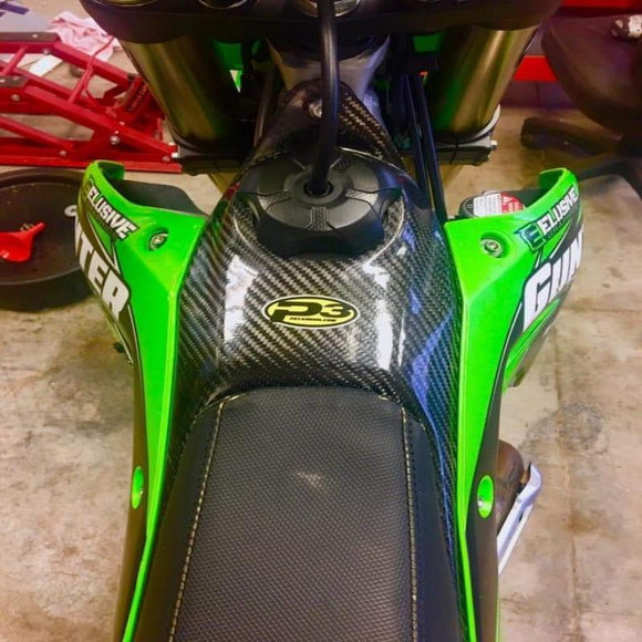 P3 Carbon Fuel Tank Cover Kawasaki KX250 & 450 Models | 2019 - 2026 (See Fitment Chart)